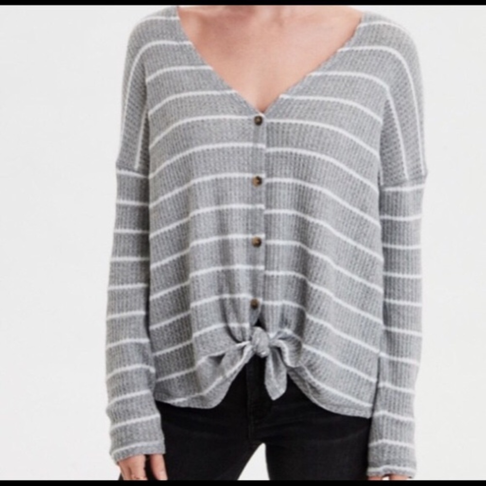 AE soft & sexy plush waffle knot top